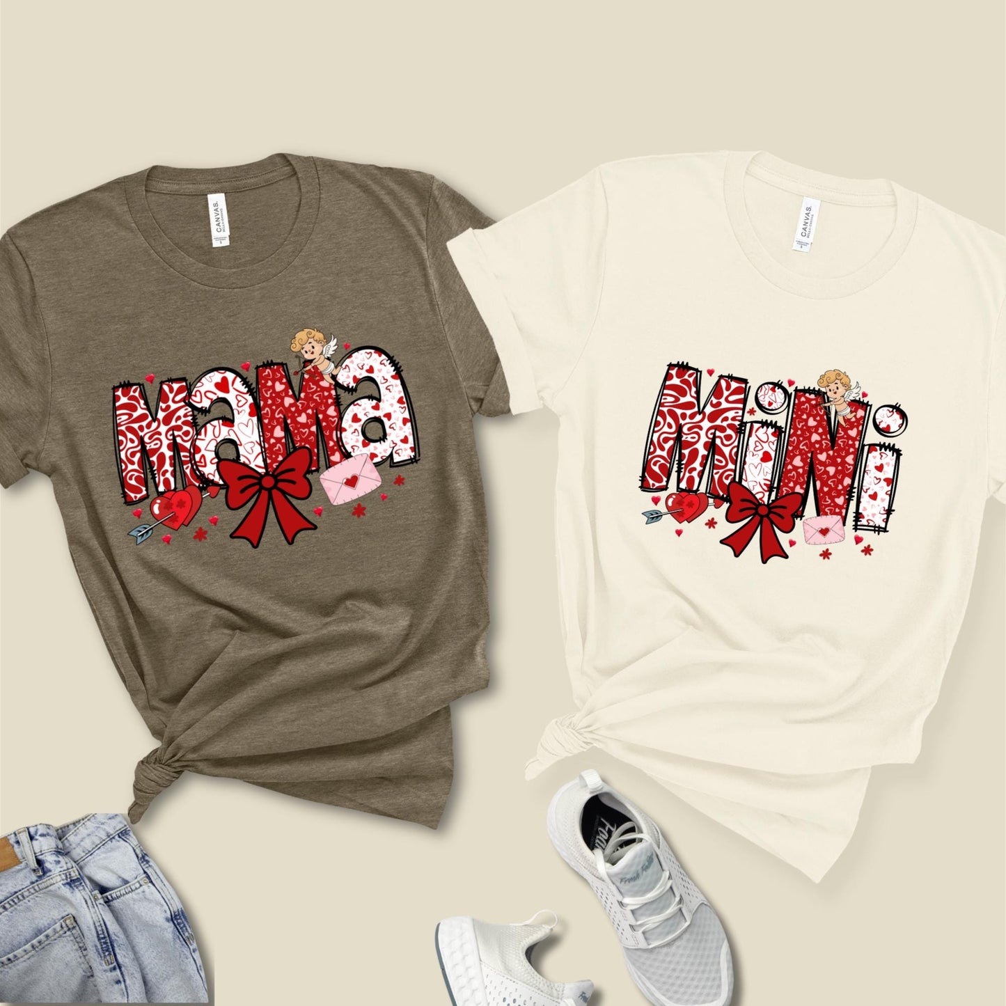 Mama and Mini Shirt Matching Mom Daughter Outfit Valentines Day Gift for Wife Mother Baby Shirts New Mom Gift Coquette Mama Tshirt