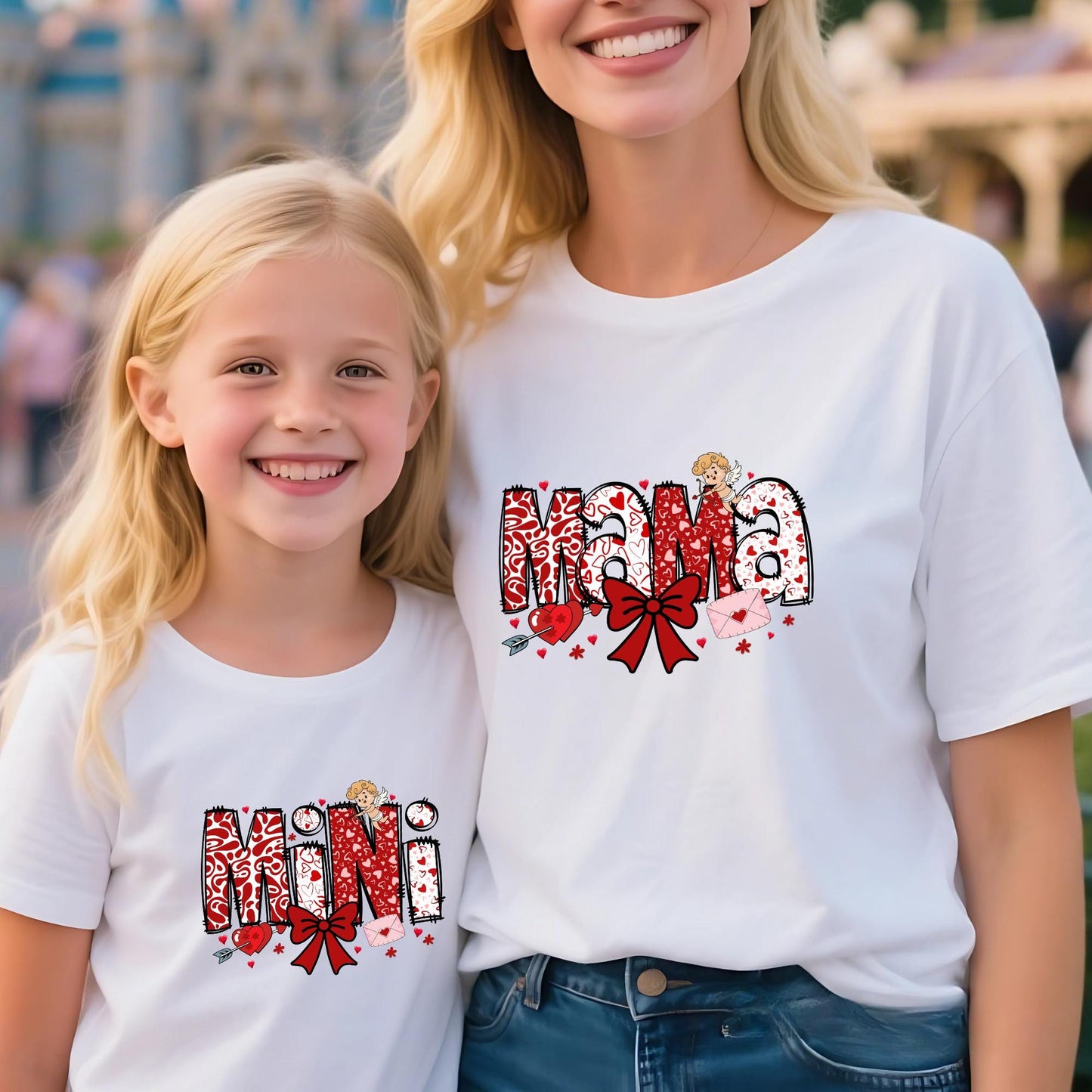 Mama and Mini Shirt Matching Mom Daughter Outfit Valentines Day Gift for Wife Mother Baby Shirts New Mom Gift Coquette Mama Tshirt