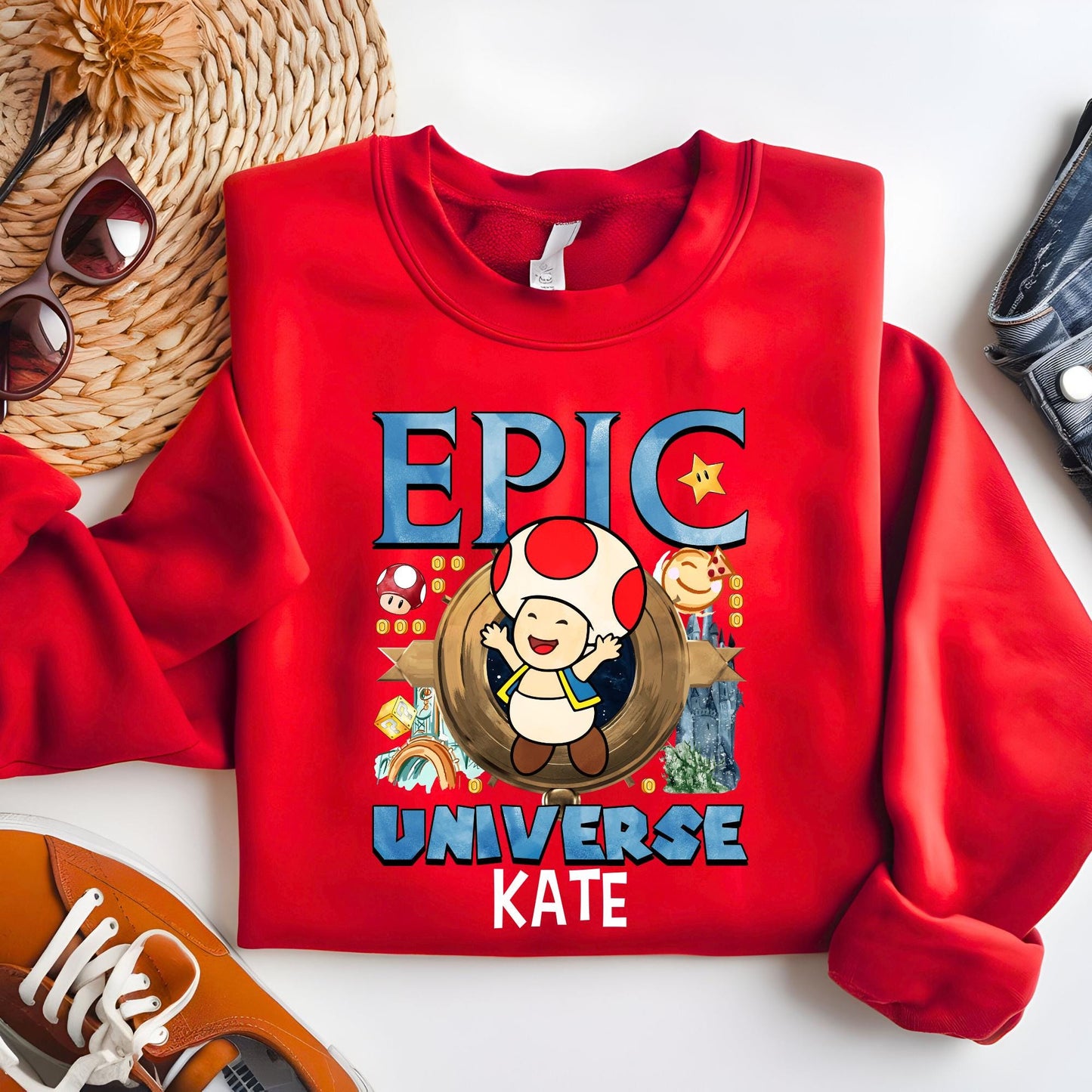 Custom Epic Universe Sweatshirt, Mario and Friends Family Vacation Sweat - Birthday Squad Hoodie