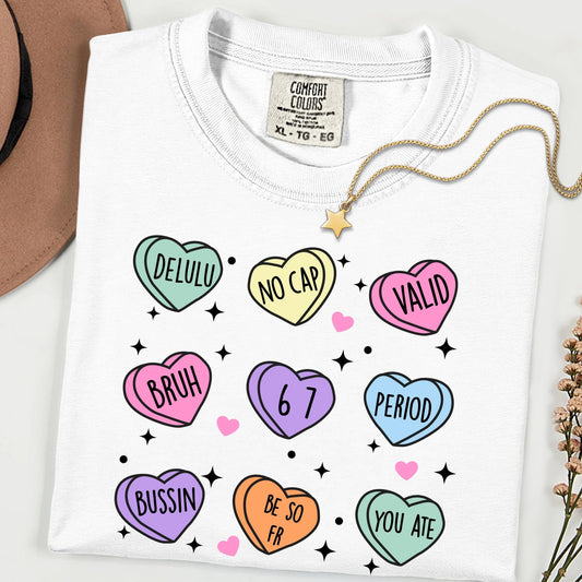 Gen Z Candy Hearts Shirt, Funny Slang Valentine Tee, Delulu No Cap Graphic Shirt, Comfort Colors Unisex T Shirt