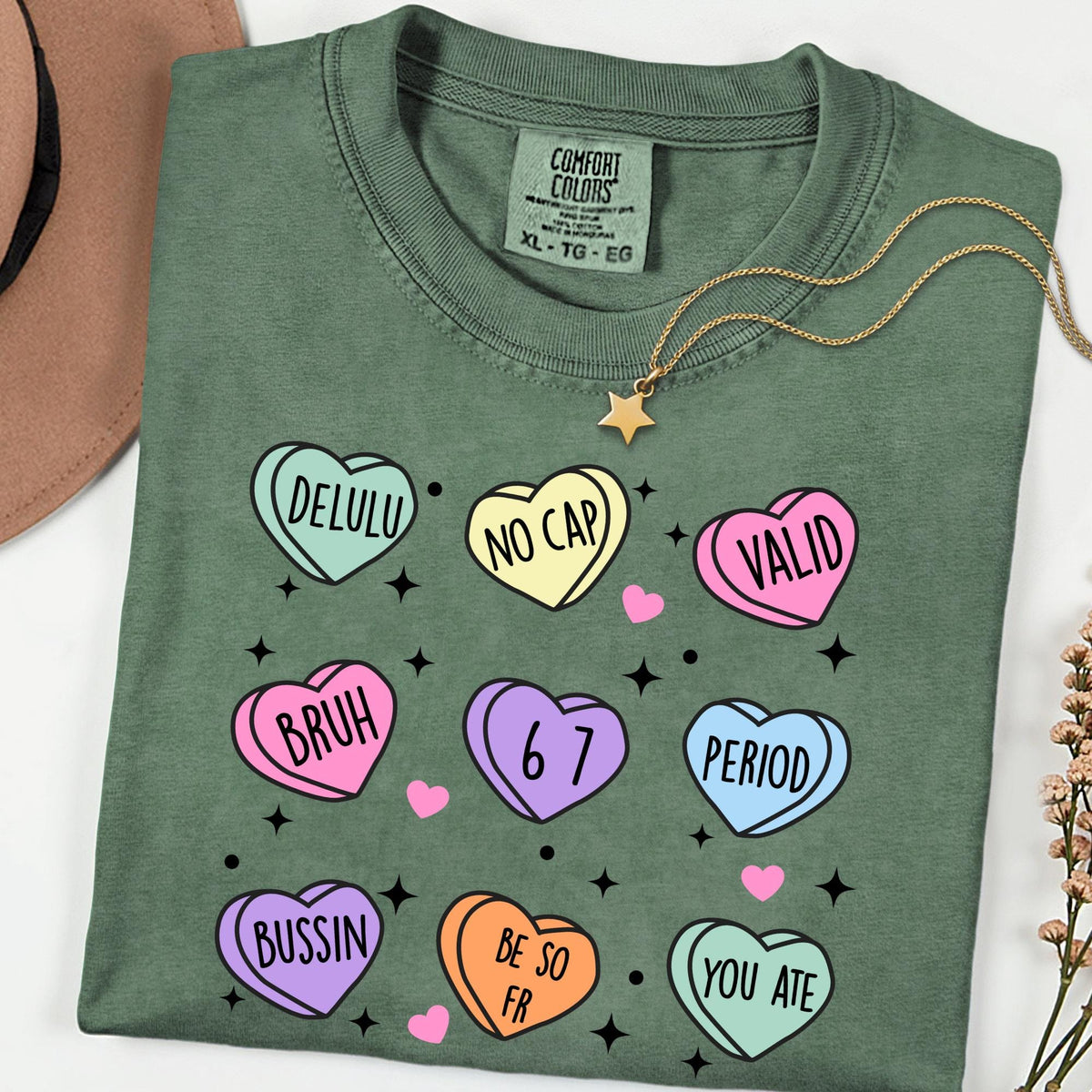Gen Z Candy Hearts Shirt, Funny Slang Valentine Tee, Delulu No Cap Graphic Shirt, Comfort Colors Unisex T Shirt