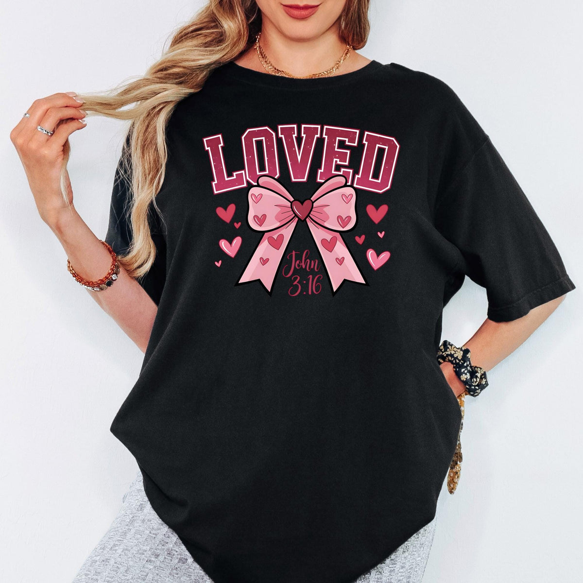 Comfort Colors® Loved John 3:16 Valentine Shirt, Christian Bible Verse Tee