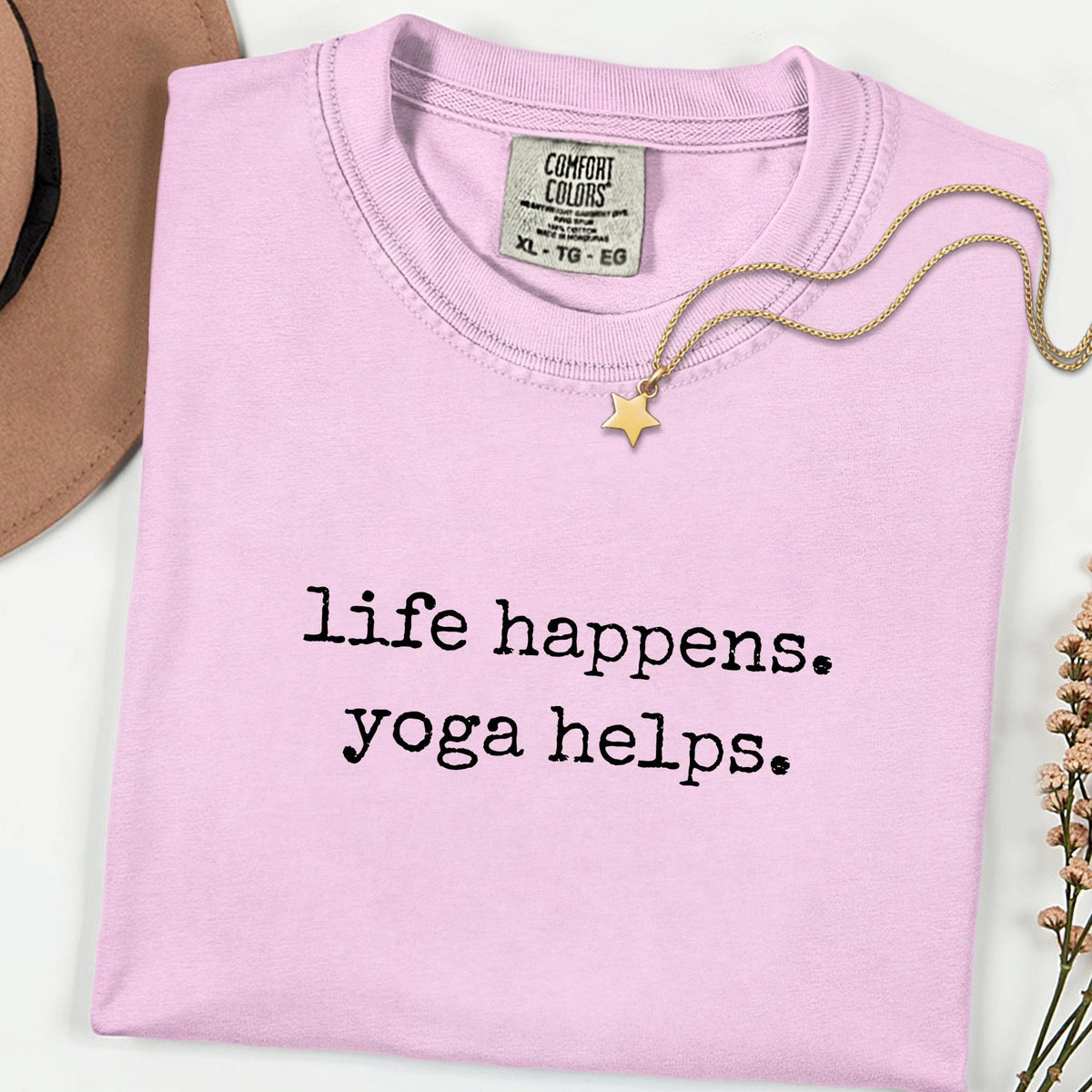 Comfort Colors® Life Happens Tee, Sarcastic Stoner Gift, Unisex Marijuana Graphic Shirt