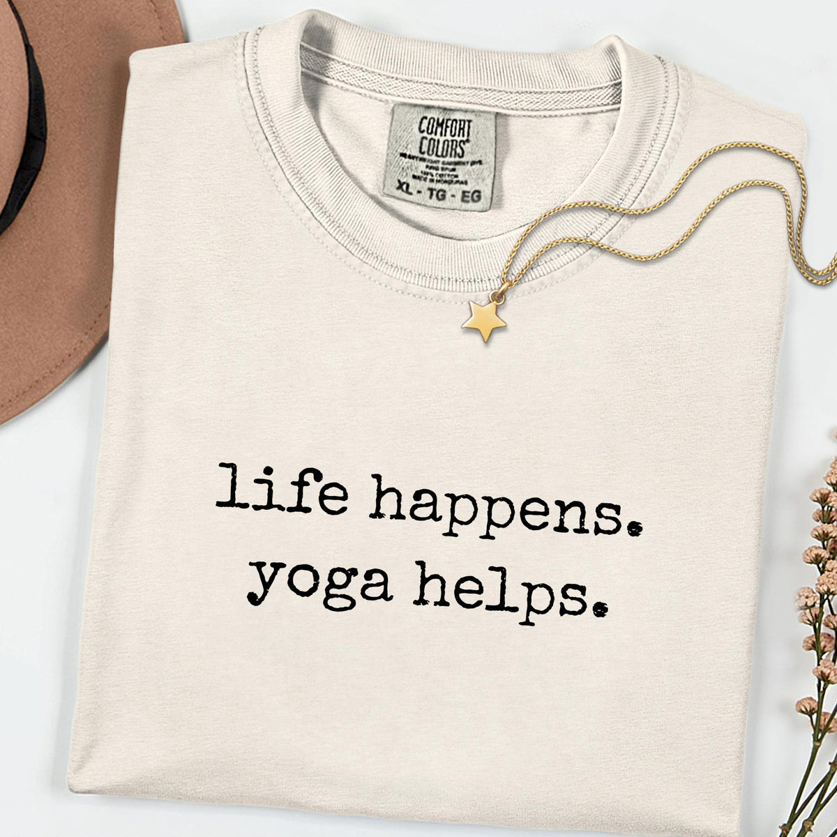 Comfort Colors® Life Happens Tee, Sarcastic Stoner Gift, Unisex Marijuana Graphic Shirt