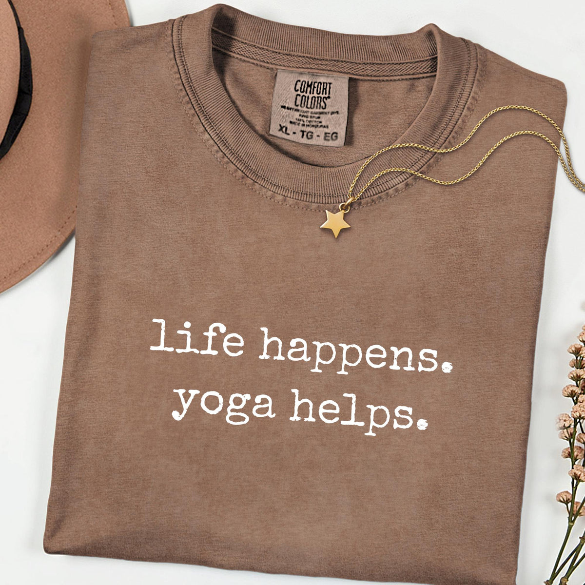 Comfort Colors® Life Happens Tee, Sarcastic Stoner Gift, Unisex Marijuana Graphic Shirt