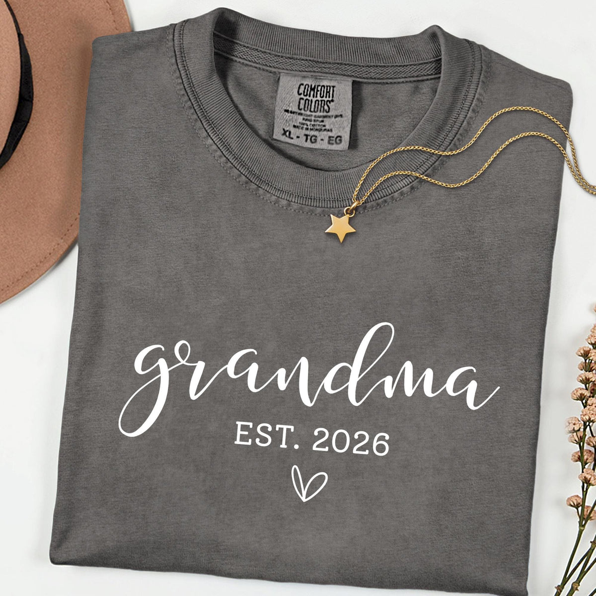 Custom Comfort Colors® Grandma Shirt, Personalized Nana & Mimi Tee, Mother’s Day Gift for Grandmother, Est Date Grandma T-Shirt, Mommy Shirt