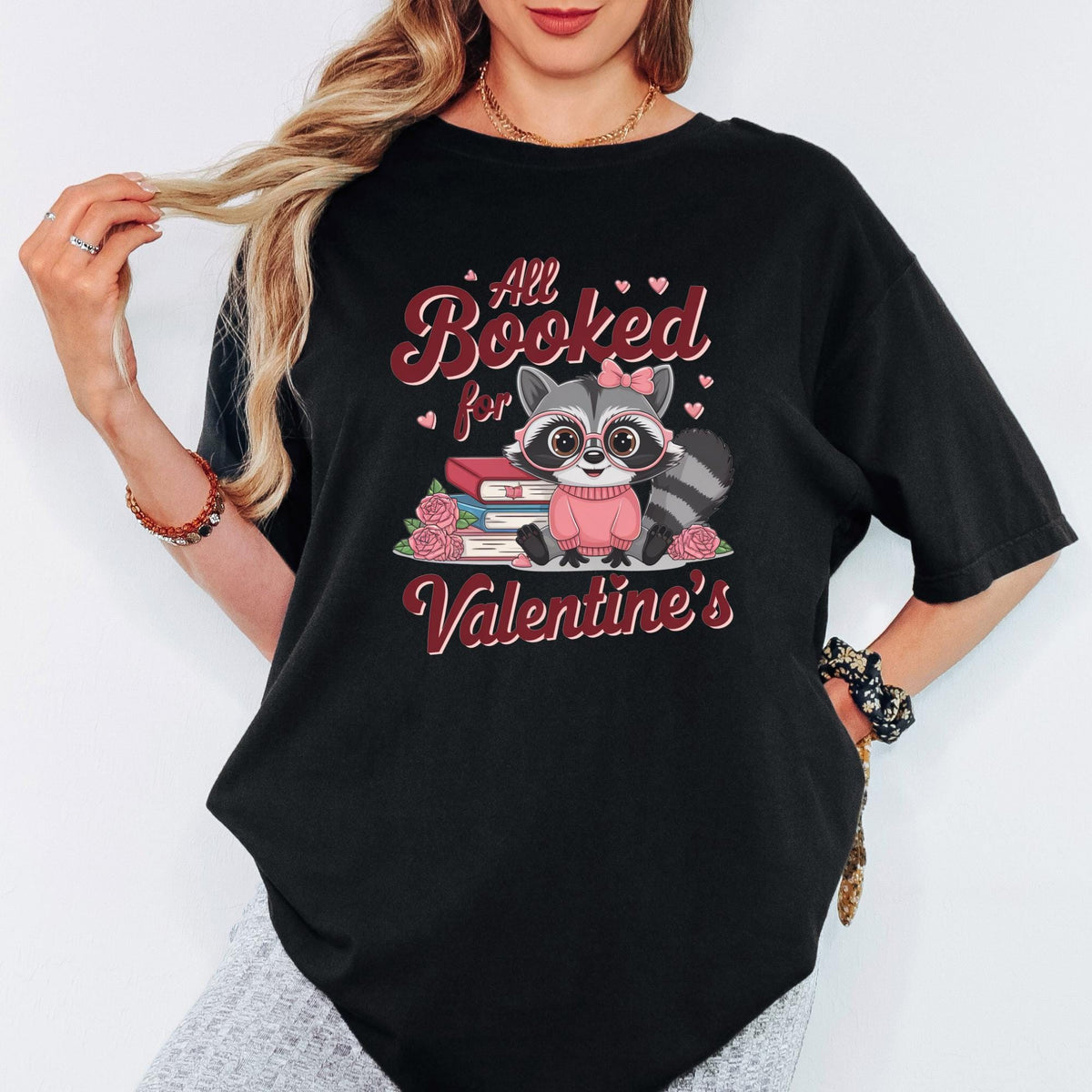 Comfort Colors® Bookish Valentine Shirt, All Booked Floral Book Tee, Teacher Valentine Gift, Cozy Book Lover Graphic T-Shirt