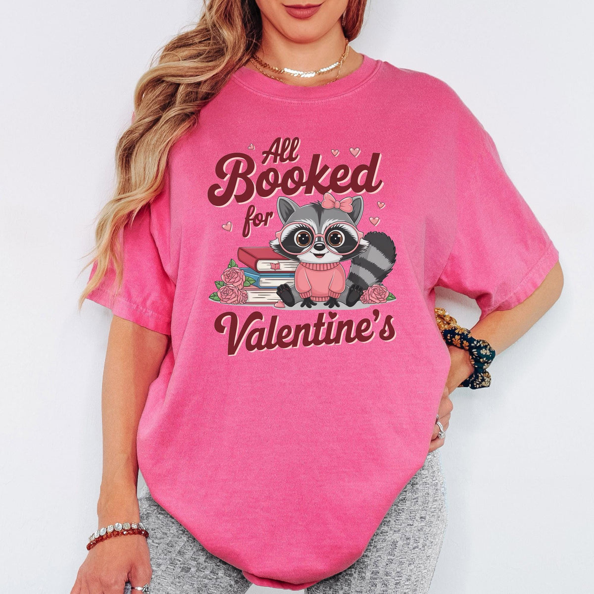 Comfort Colors® Bookish Valentine Shirt, All Booked Floral Book Tee, Teacher Valentine Gift, Cozy Book Lover Graphic T-Shirt