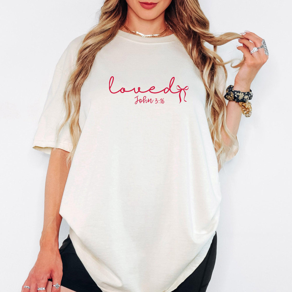 Comfort Colors® Loved John 3:16 Shirt, Christian Valentine Faith Tee, Bible Verse Graphic T-Shirt, Meaningful Gift for Her