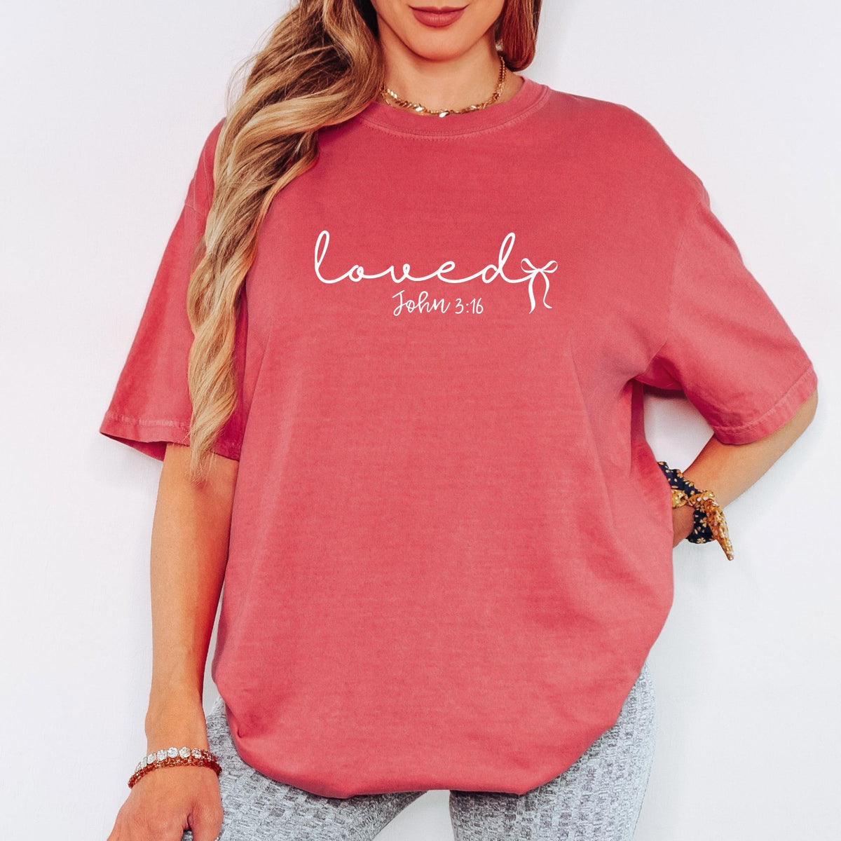 Comfort Colors® Loved John 3:16 Shirt, Christian Valentine Faith Tee, Bible Verse Graphic T-Shirt, Meaningful Gift for Her