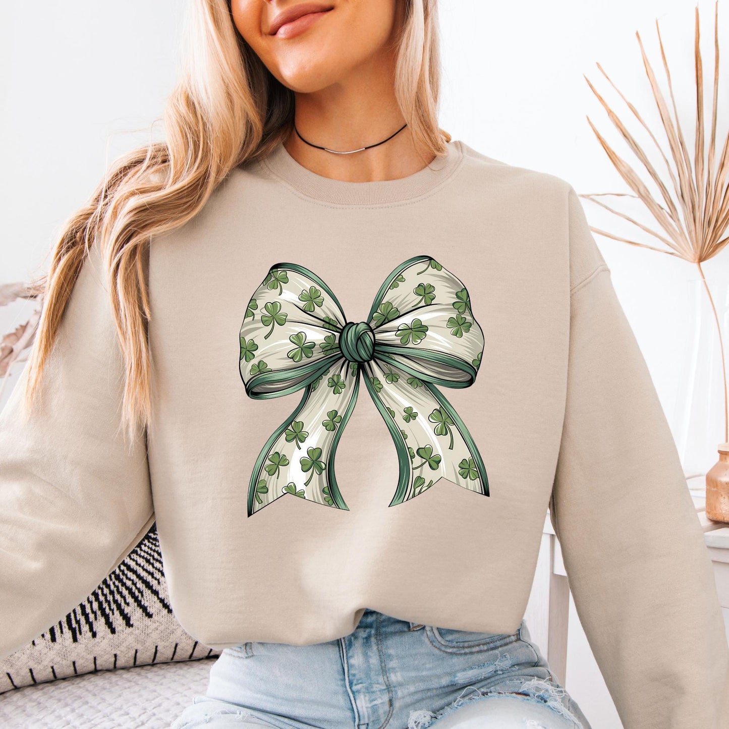 Coquette Bow St Patrick's Sweatshirt, St Patrick's Day Shirt, Lucky Shamrock Sweat, Women's St Patricks Gift, Irish Coquette Hoodie