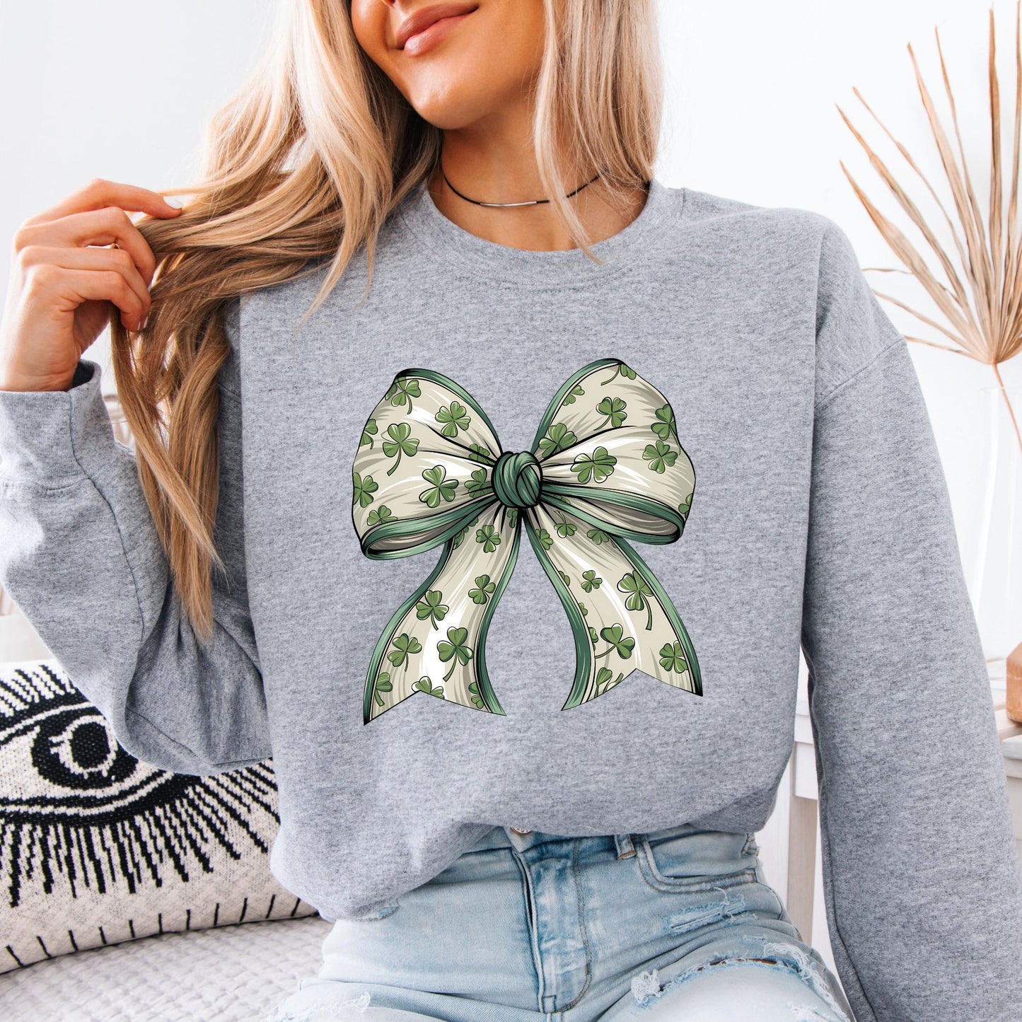 Coquette Bow St Patrick's Sweatshirt, St Patrick's Day Shirt, Lucky Shamrock Sweat, Women's St Patricks Gift, Irish Coquette Hoodie
