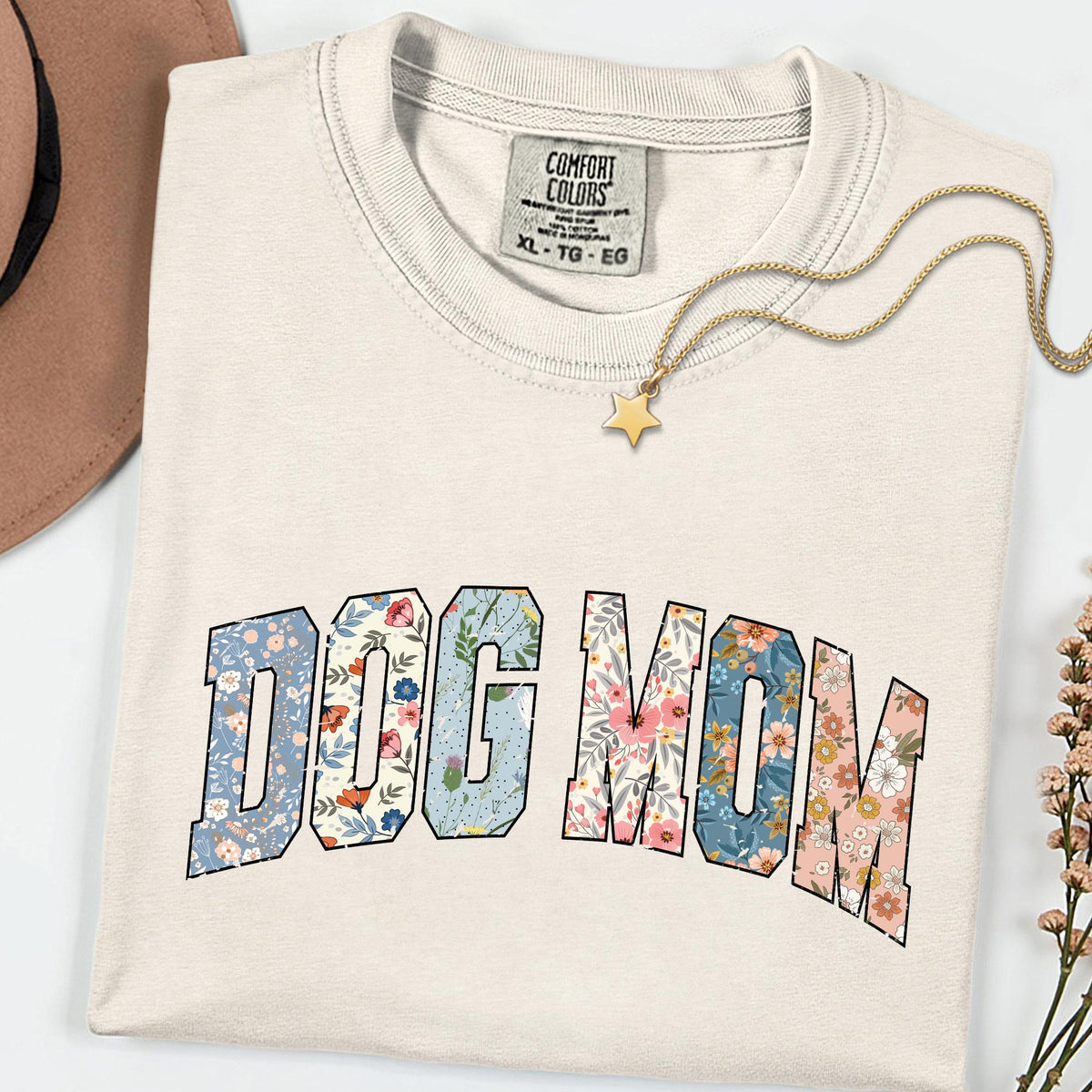 Comfort Colors® Floral Dog Mom Shirt, Retro Dog Mama Tee, Gift for Dog Lovers, Cute Dog Person T-Shirt, Animal Lover Gift for Her