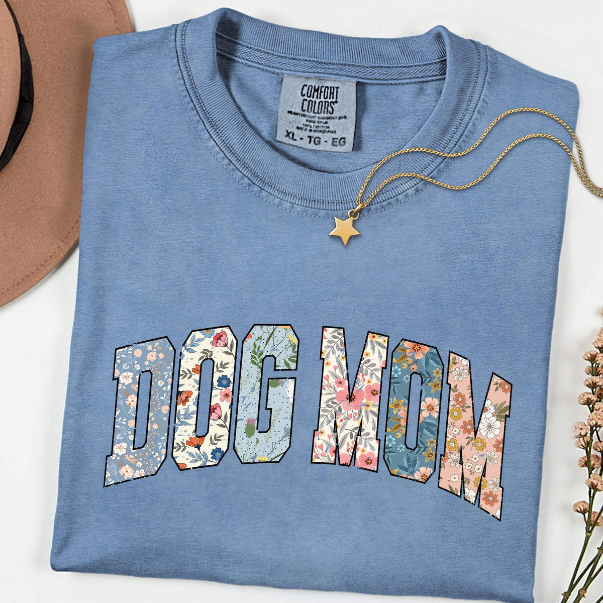 Comfort Colors® Floral Dog Mom Shirt, Retro Dog Mama Tee, Gift for Dog Lovers, Cute Dog Person T-Shirt, Animal Lover Gift for Her