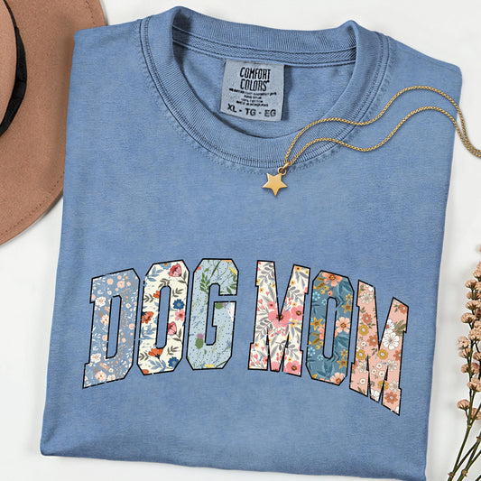 Comfort Colors® Floral Dog Mom Shirt, Retro Dog Mama Tee, Gift for Dog Lovers, Cute Dog Person T-Shirt, Animal Lover Gift for Her