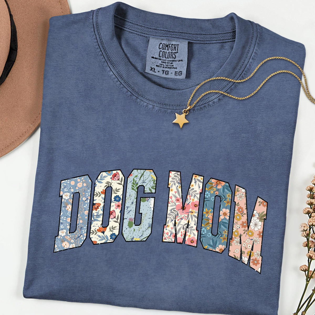 Comfort Colors® Floral Dog Mom Shirt, Retro Dog Mama Tee, Gift for Dog Lovers, Cute Dog Person T-Shirt, Animal Lover Gift for Her
