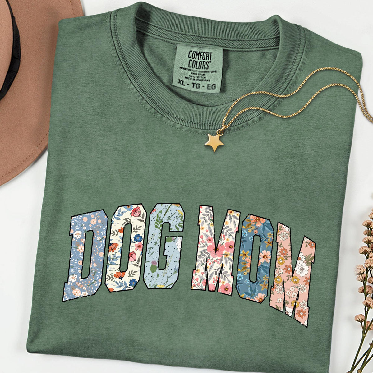 Comfort Colors® Floral Dog Mom Shirt, Retro Dog Mama Tee, Gift for Dog Lovers, Cute Dog Person T-Shirt, Animal Lover Gift for Her