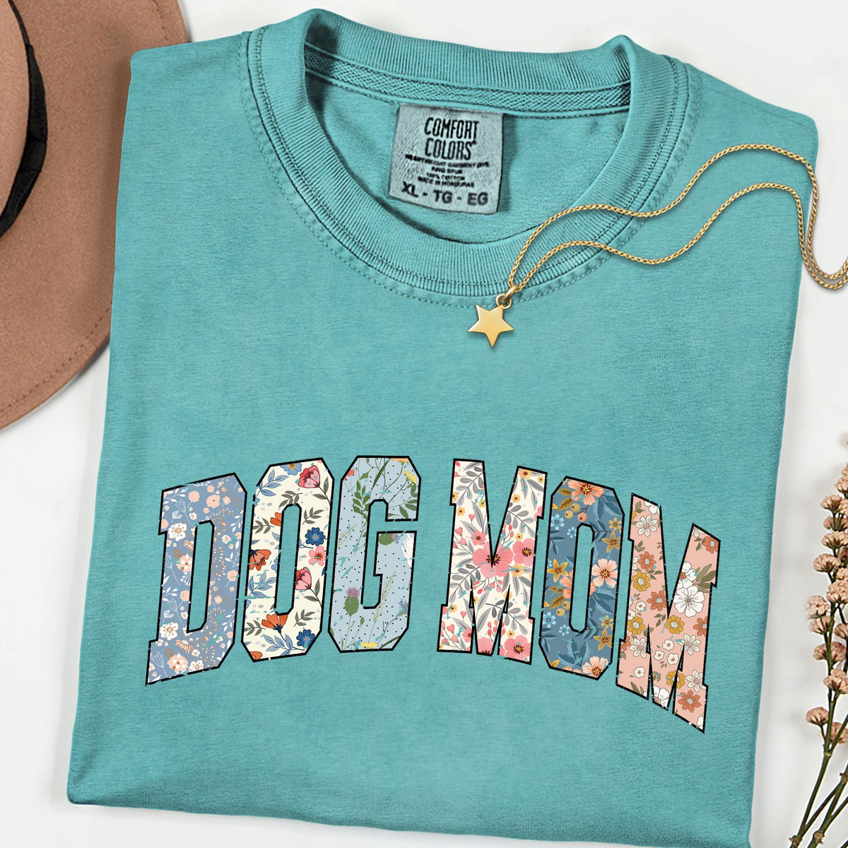 Comfort Colors® Floral Dog Mom Shirt, Retro Dog Mama Tee, Gift for Dog Lovers, Cute Dog Person T-Shirt, Animal Lover Gift for Her