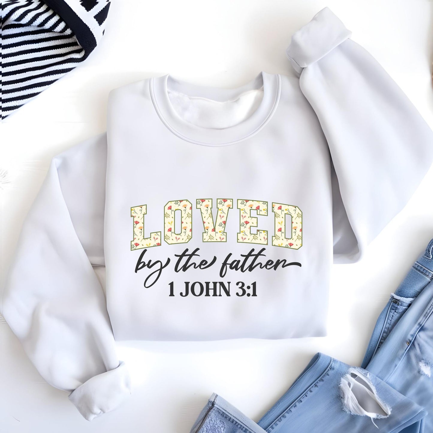 Bible Verse Sweatshirt, Jesus Sweat, Christian Gift, Church Hoodie, Loved Saved Hope Shirt