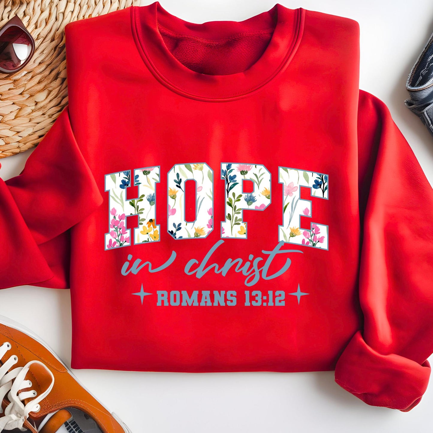 Bible Verse Sweatshirt, Jesus Sweat, Christian Gift, Church Hoodie, Loved Saved Hope Shirt