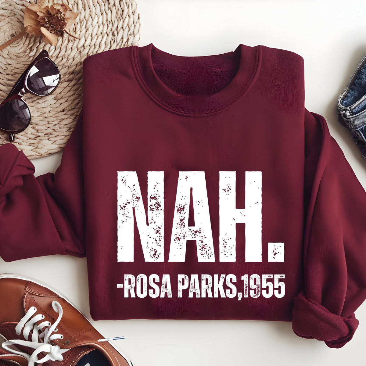 Rosa Parks Nah Unisex Sweatshirt, Black History Month Hoodie, Nah Rosa Parks 1955 Historic Pullover, Black Pride Sweater