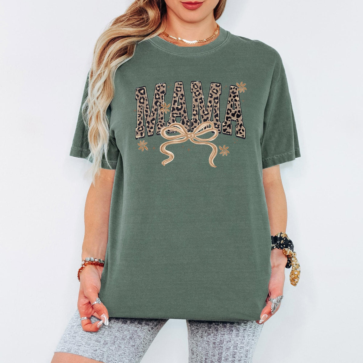 Leopard Mama Comfort Colors® Shirt, Retro Varsity Mama Tee, Mother’s Day Gift for Mom, Leopard Print Mama T-Shirt, New Mama Gift