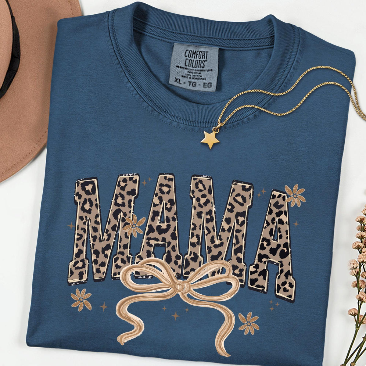 Leopard Mama Comfort Colors® Shirt, Retro Varsity Mama Tee, Mother’s Day Gift for Mom, Leopard Print Mama T-Shirt, New Mama Gift