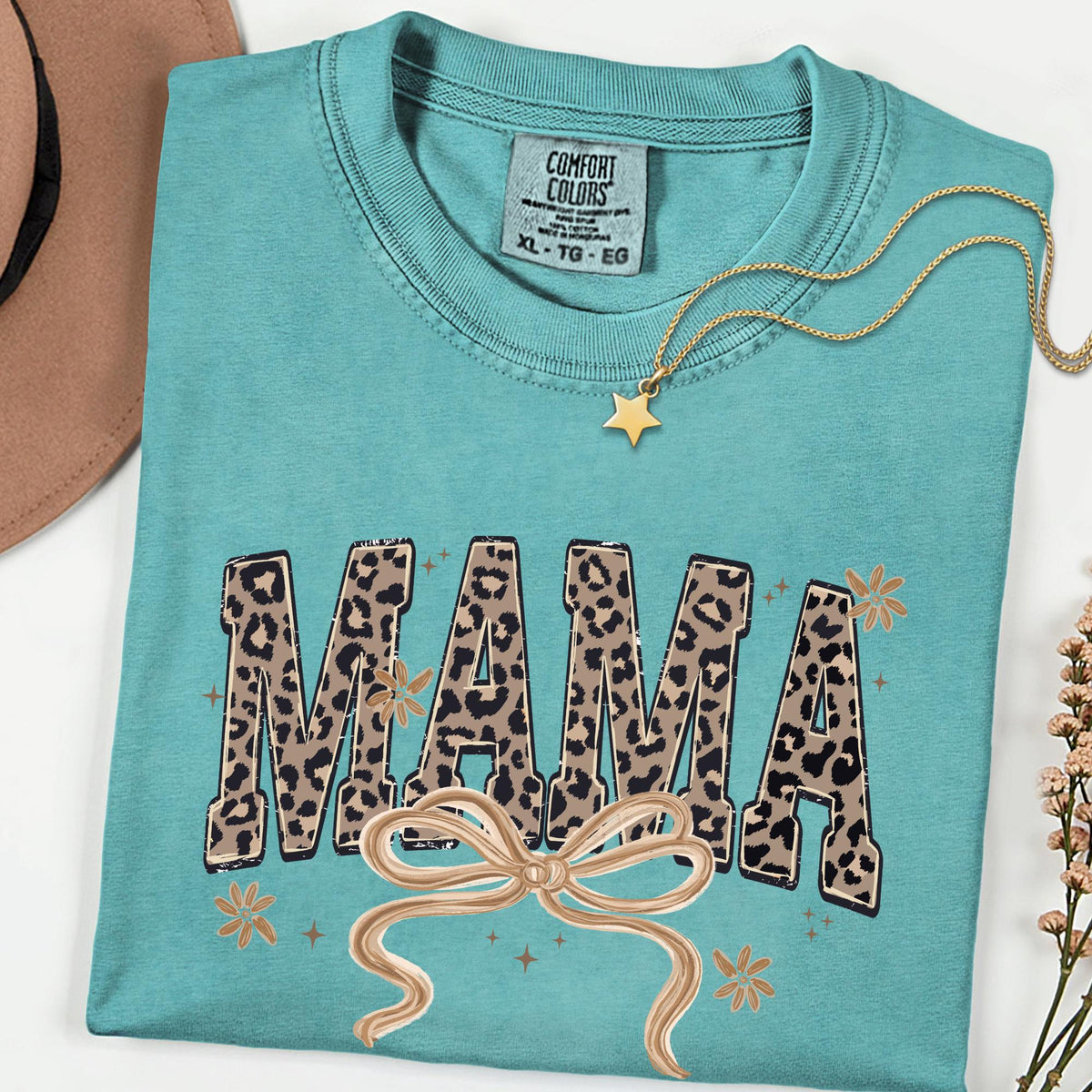 Leopard Mama Comfort Colors® Shirt, Retro Varsity Mama Tee, Mother’s Day Gift for Mom, Leopard Print Mama T-Shirt, New Mama Gift