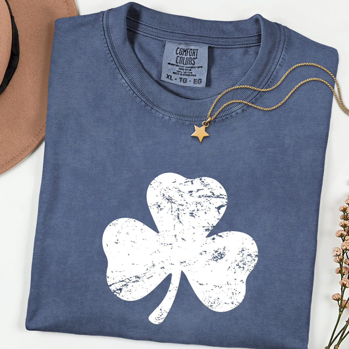 Comfort Colors® Lucky Shamrock Graphic Tee, Retro St Patrick’s Day Shirt for Women, Funny Irish Vibes Top, Clover Festival Outfit