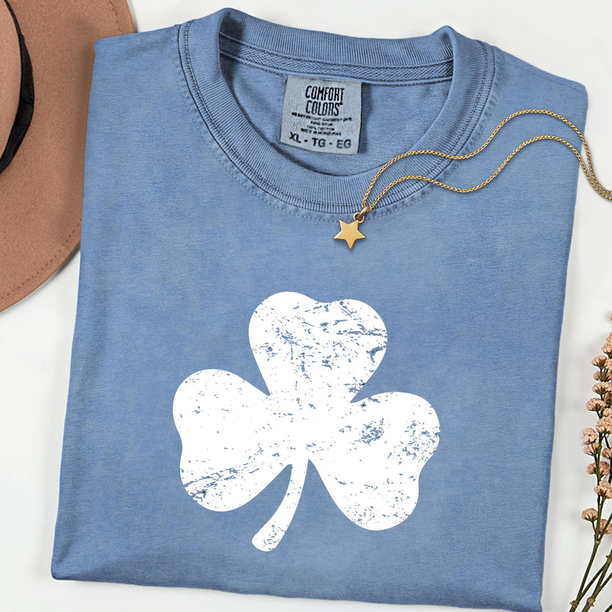 Comfort Colors® Lucky Shamrock Graphic Tee, Retro St Patrick’s Day Shirt for Women, Funny Irish Vibes Top, Clover Festival Outfit
