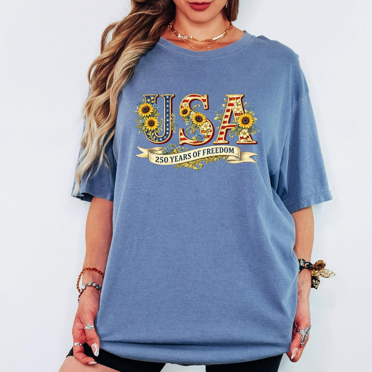 USA 250 Retro Shirt, Comfort Colors® Patriotic Independence Day Top, 4th of July Shirt, 250th Anniversary USA Flag Gift
