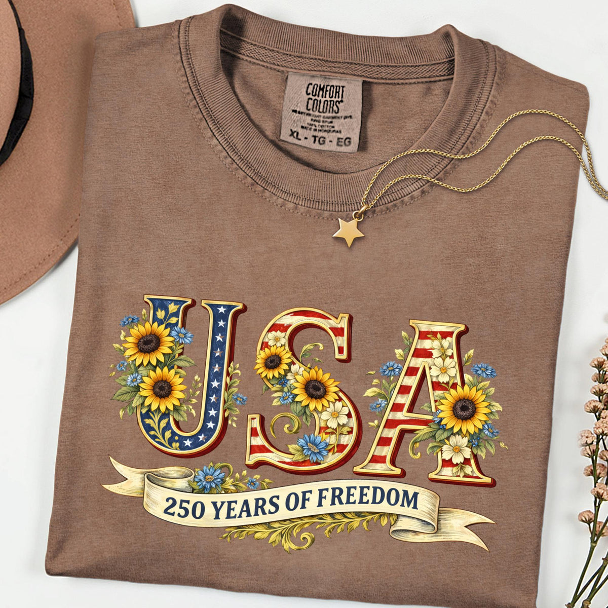 USA 250 Retro Shirt, Comfort Colors® Patriotic Independence Day Top, 4th of July Shirt, 250th Anniversary USA Flag Gift