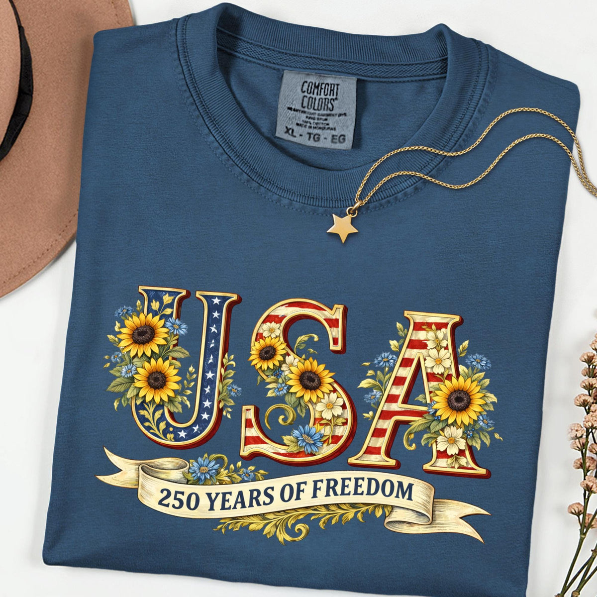 USA 250 Retro Shirt, Comfort Colors® Patriotic Independence Day Top, 4th of July Shirt, 250th Anniversary USA Flag Gift