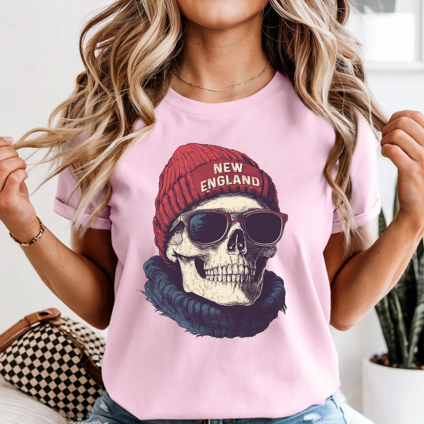 New England Football Mascot Shirt, Comfort Colors Vintage New England Fan Gift Crewneck Tee, Patriot Skull Tshirt