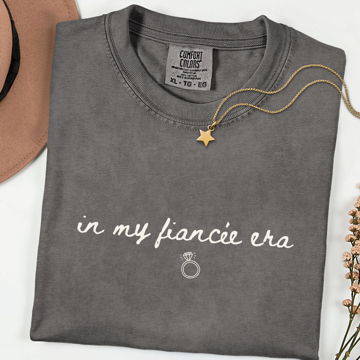 Comfort Colors® Fiancée Era Shirt, In My Engaged Era Tee, Future Mrs Minimal Shirt, Engagement Gift for Bride, Bridal Shower Outfit