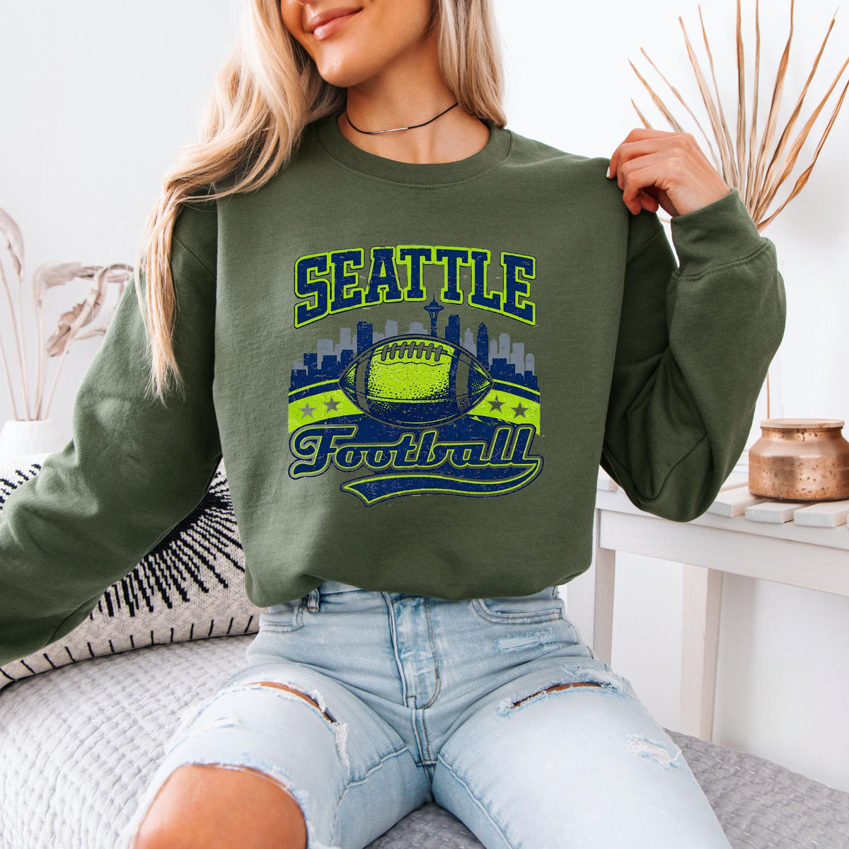Seattle Football Sweatshirt, Vintage Football Graphic Hoodie, Seattle Sports Fan Crewneck, Game Day Pullover, Unisex Football Sweatshirt