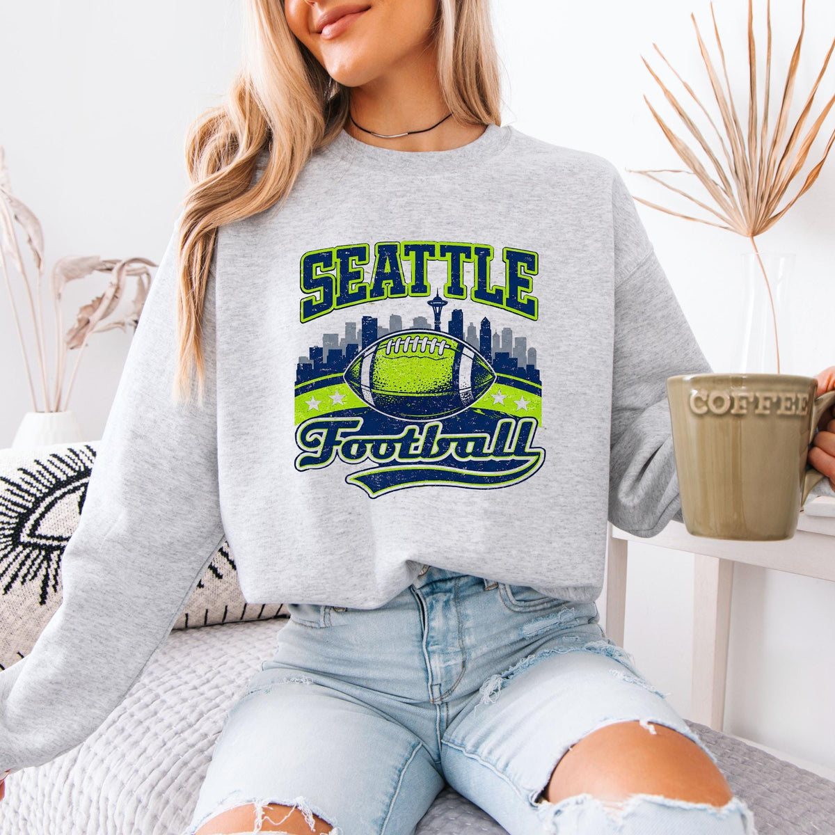Seattle Football Sweatshirt, Vintage Football Graphic Hoodie, Seattle Sports Fan Crewneck, Game Day Pullover, Unisex Football Sweatshirt