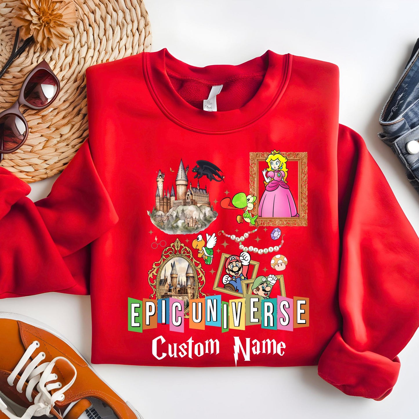 Custom Epic Universe Family Trip Sweatshirt, Matching Mario Sweat, Family Matching Hoodie Birthday Gift