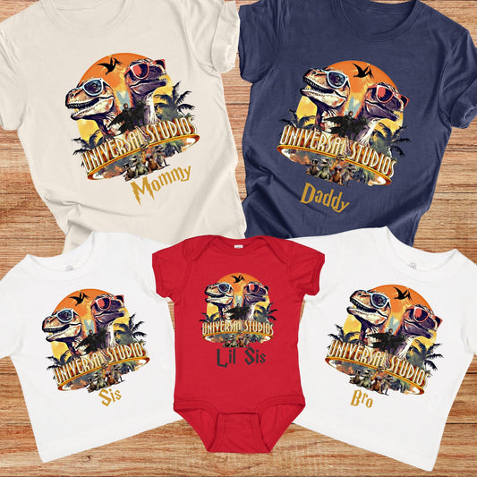 Personalized Universal Studios Family Shirt, Custom Jurassic Dinosaur Vacation Tee, Universal Orlando Mom Daddy Sis Bro T-shirt, Family Trip