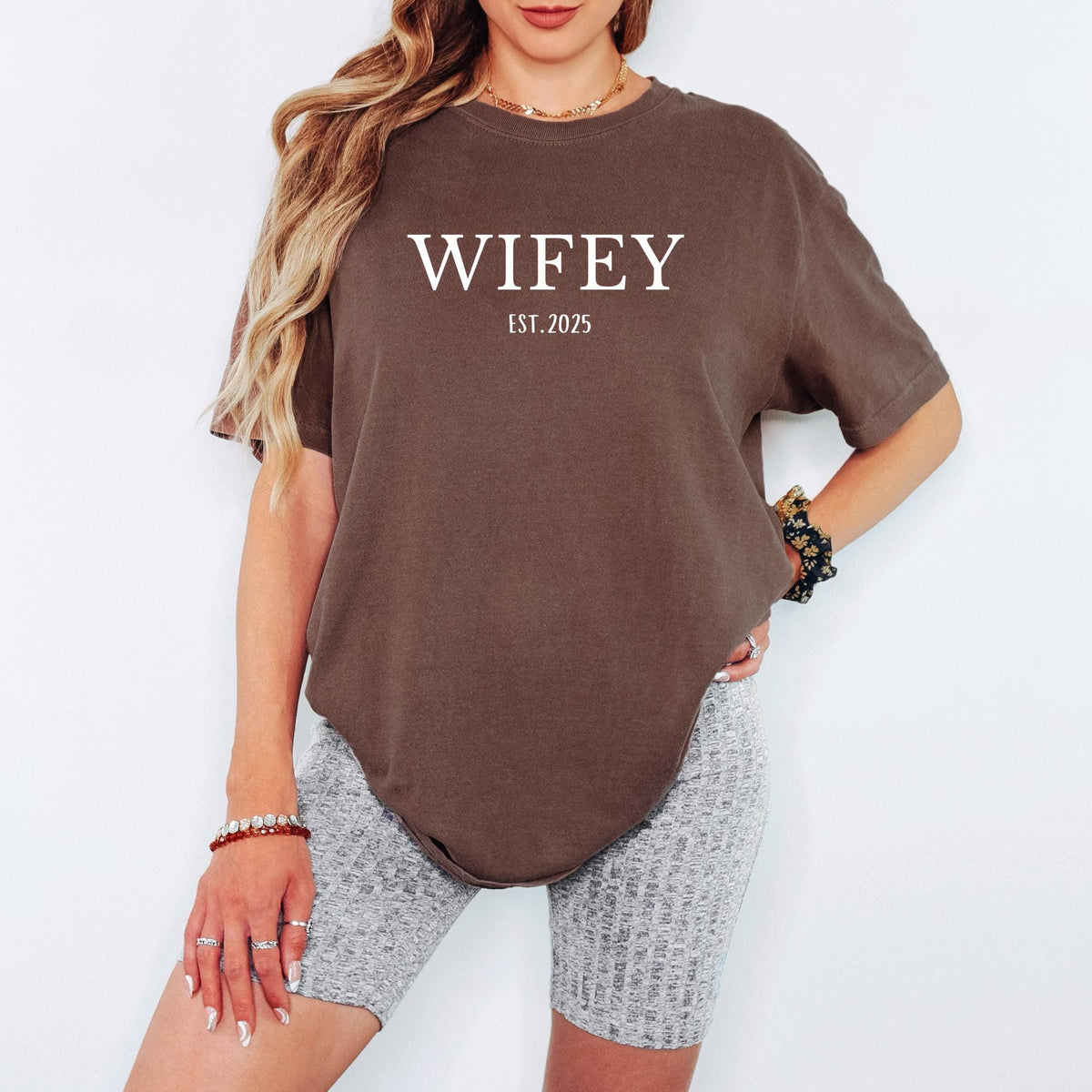 Personalized Comfort Colors® Wifey Tee, Bride To Be Shirt, Custom Couple Wedding Outfit, Engagement Gift, Bridal Shower Tee