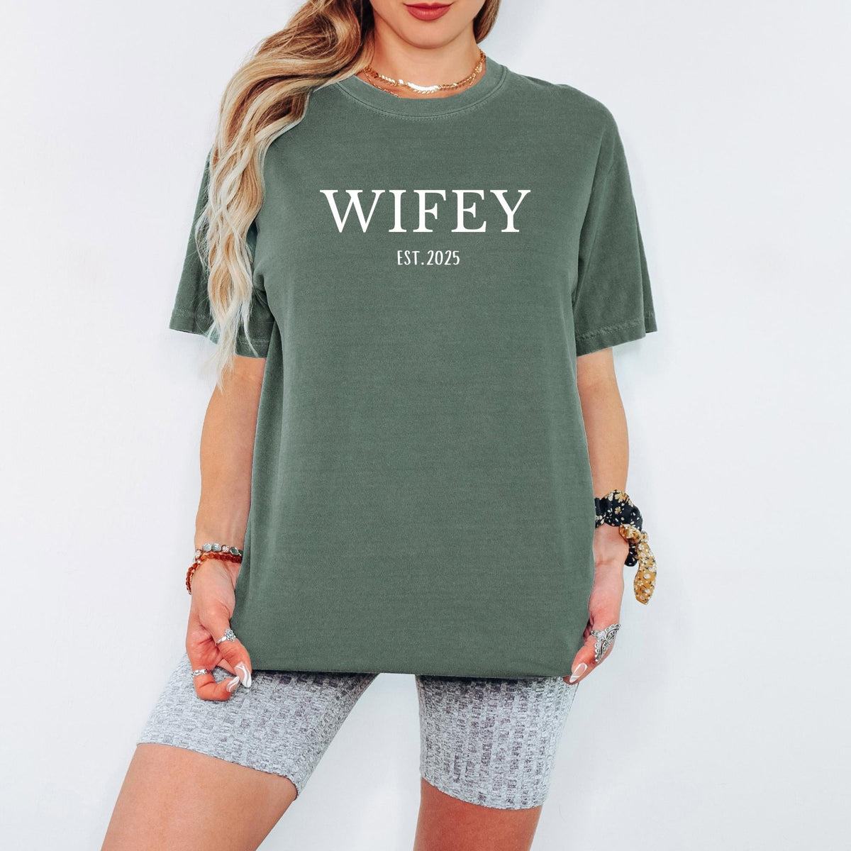 Personalized Comfort Colors® Wifey Tee, Bride To Be Shirt, Custom Couple Wedding Outfit, Engagement Gift, Bridal Shower Tee