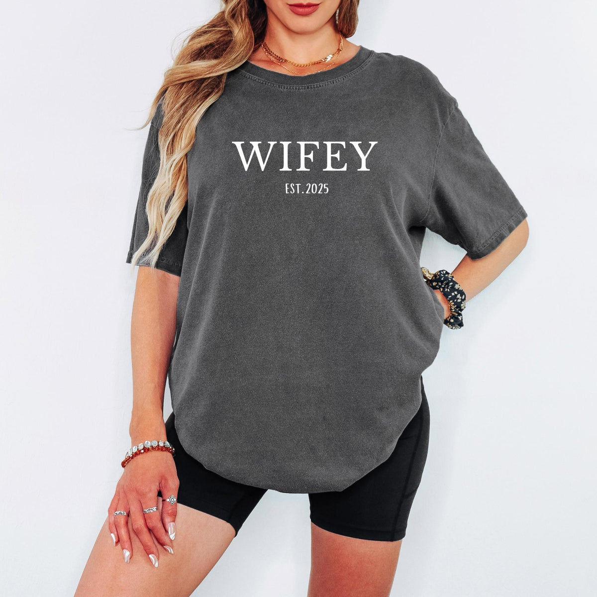 Personalized Comfort Colors® Wifey Tee, Bride To Be Shirt, Custom Couple Wedding Outfit, Engagement Gift, Bridal Shower Tee