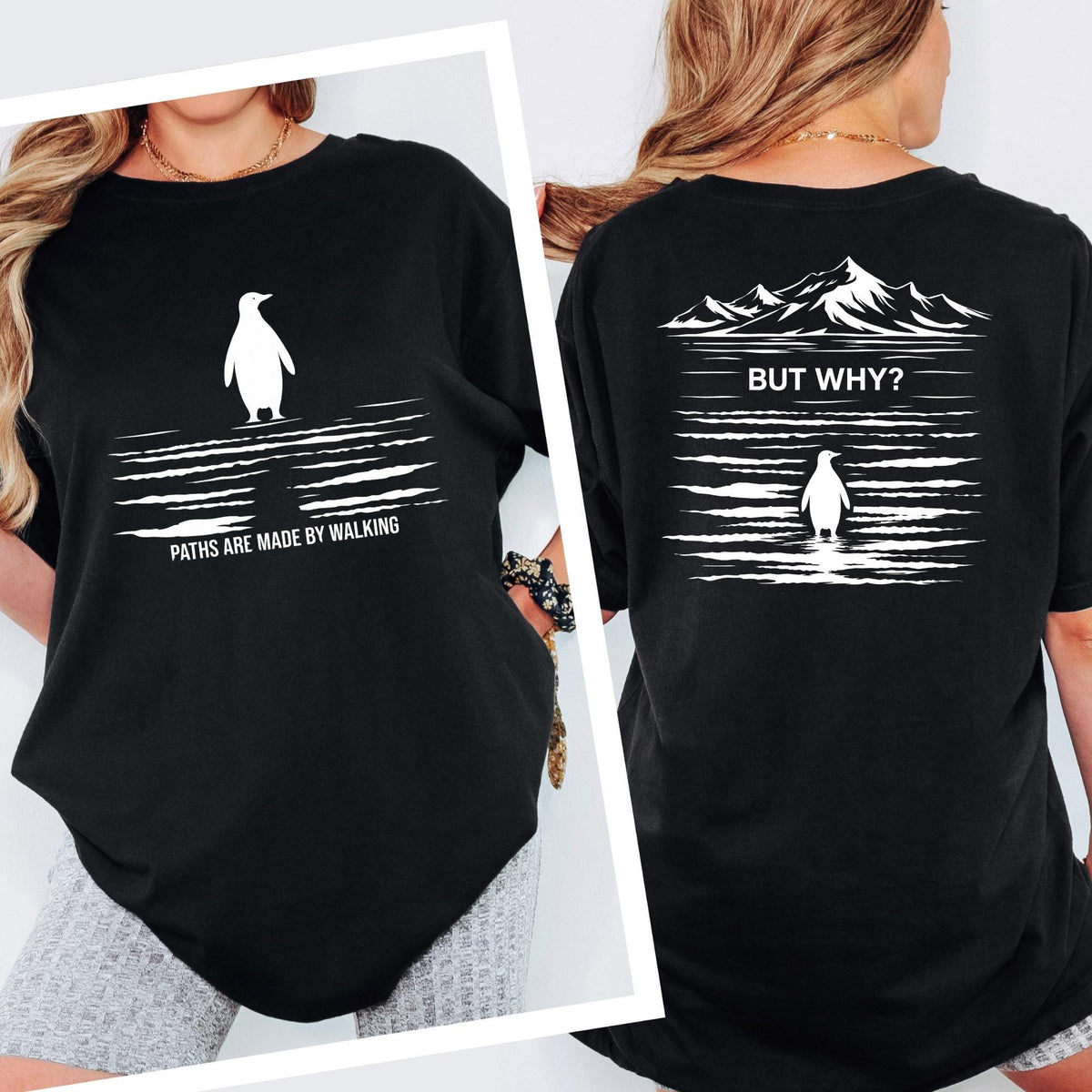 Paths Are Made By Walking Shirt, But Why Penguin Meme Tee, Comfort Colors® Nihilist Hiking Graphic, Funny Outdoor Top