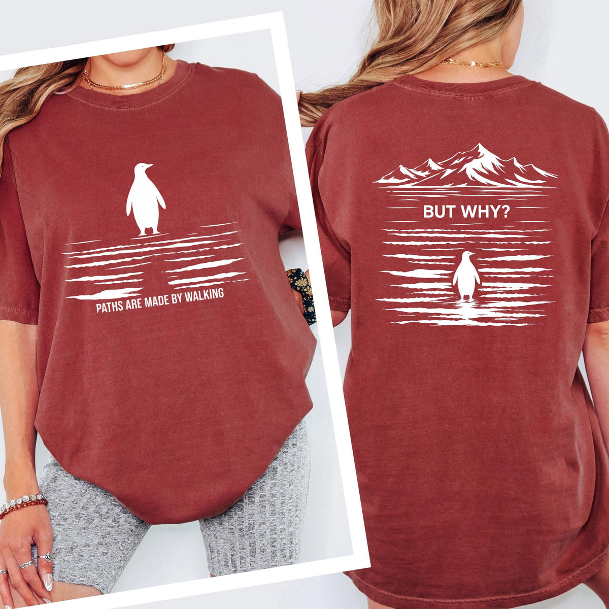 Paths Are Made By Walking Shirt, But Why Penguin Meme Tee, Comfort Colors® Nihilist Hiking Graphic, Funny Outdoor Top