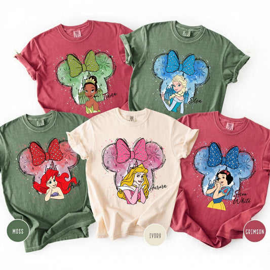 Watercolor Disney Princess Shirt Comfort Colors® Minnie Ears Princess Disney T-shirt, Birthday Girl Trip Tee