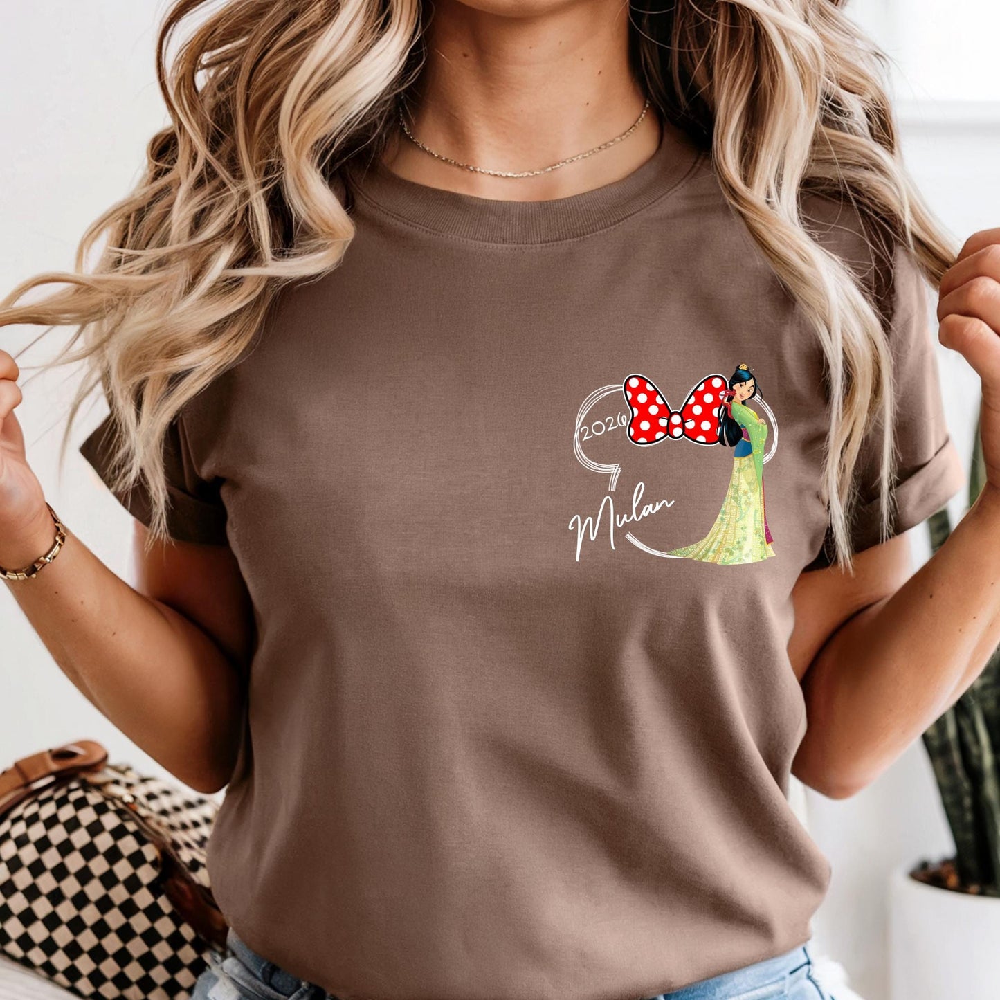Disney Princess Bow Shirt Comfort Colors® Shirts - Coquette Disney Princess Tee, 2-Sided Disney Girl Trip Tees - Girls Tirp Tee