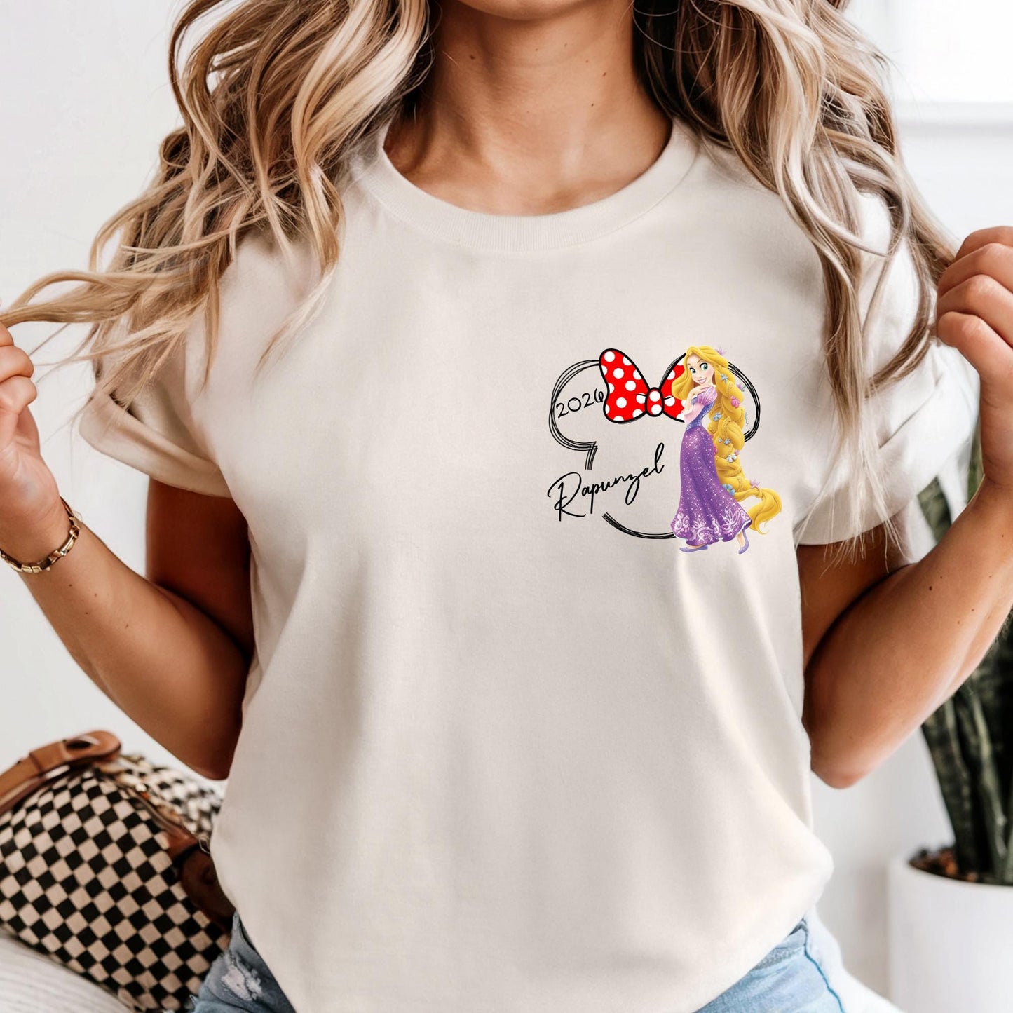 Disney Princess Bow Shirt Comfort Colors® Shirts - Coquette Disney Princess Tee, 2-Sided Disney Girl Trip Tees - Girls Tirp Tee
