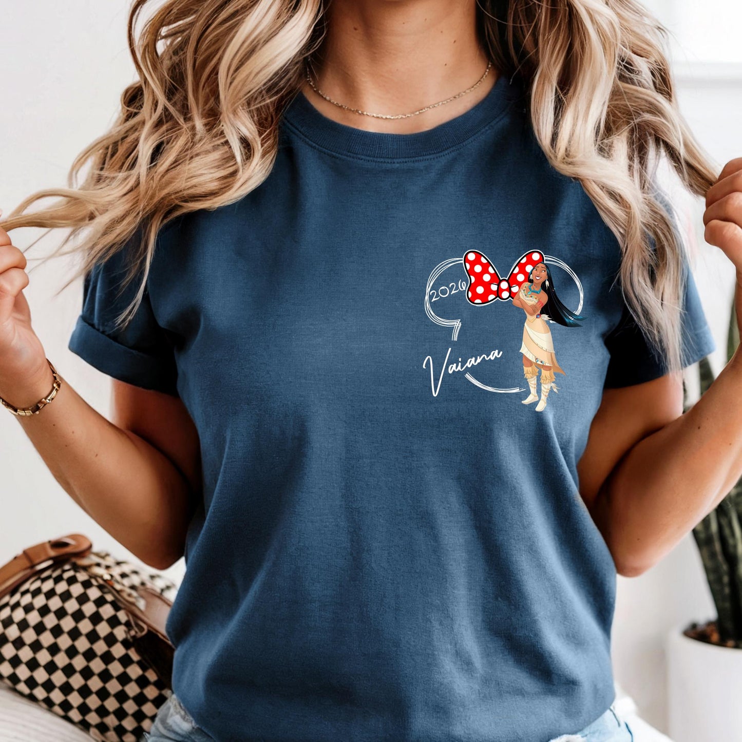 Disney Princess Bow Shirt Comfort Colors® Shirts - Coquette Disney Princess Tee, 2-Sided Disney Girl Trip Tees - Girls Tirp Tee