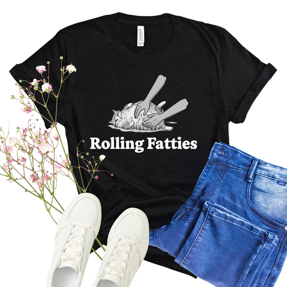 Rolling Fatties Cat Shirt, Funny Cat Lover T Shirt, Cute Chubby Cat Graphic Tee, Cat Mom Gift, Unisex Animal Humor Shirt