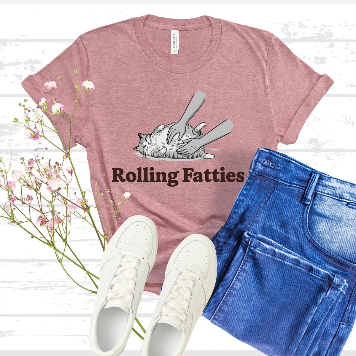Rolling Fatties Cat Shirt, Funny Cat Lover T Shirt, Cute Chubby Cat Graphic Tee, Cat Mom Gift, Unisex Animal Humor Shirt